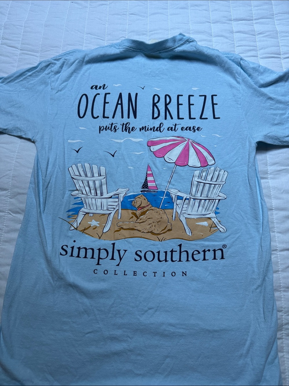 Simply Southern Light Blue "Ocean Breeze" Beach Graphic Tee